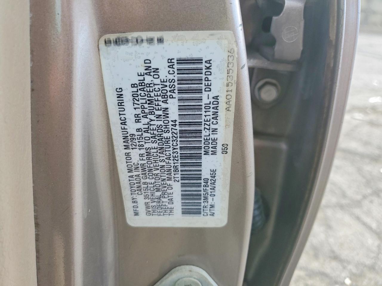2000 TOYOTA COROLLA