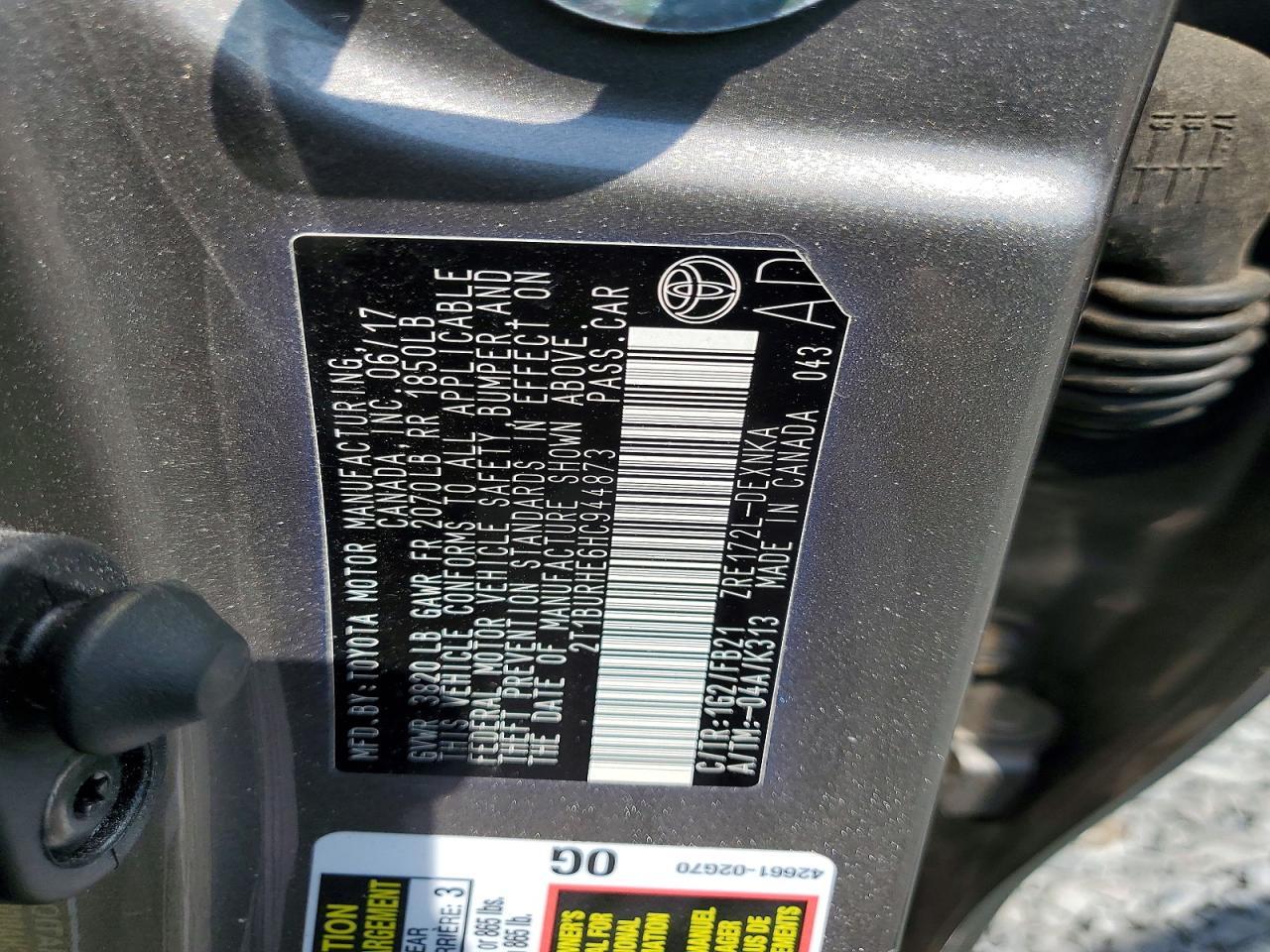 2017 TOYOTA COROLLA
