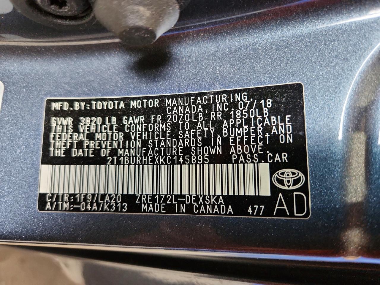 2019 TOYOTA COROLLA