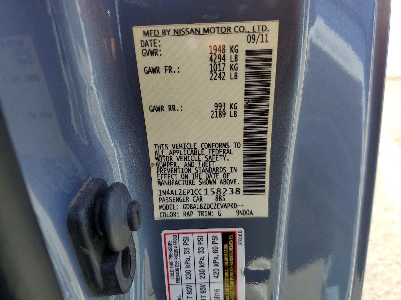 2012 NISSAN ALTIMA