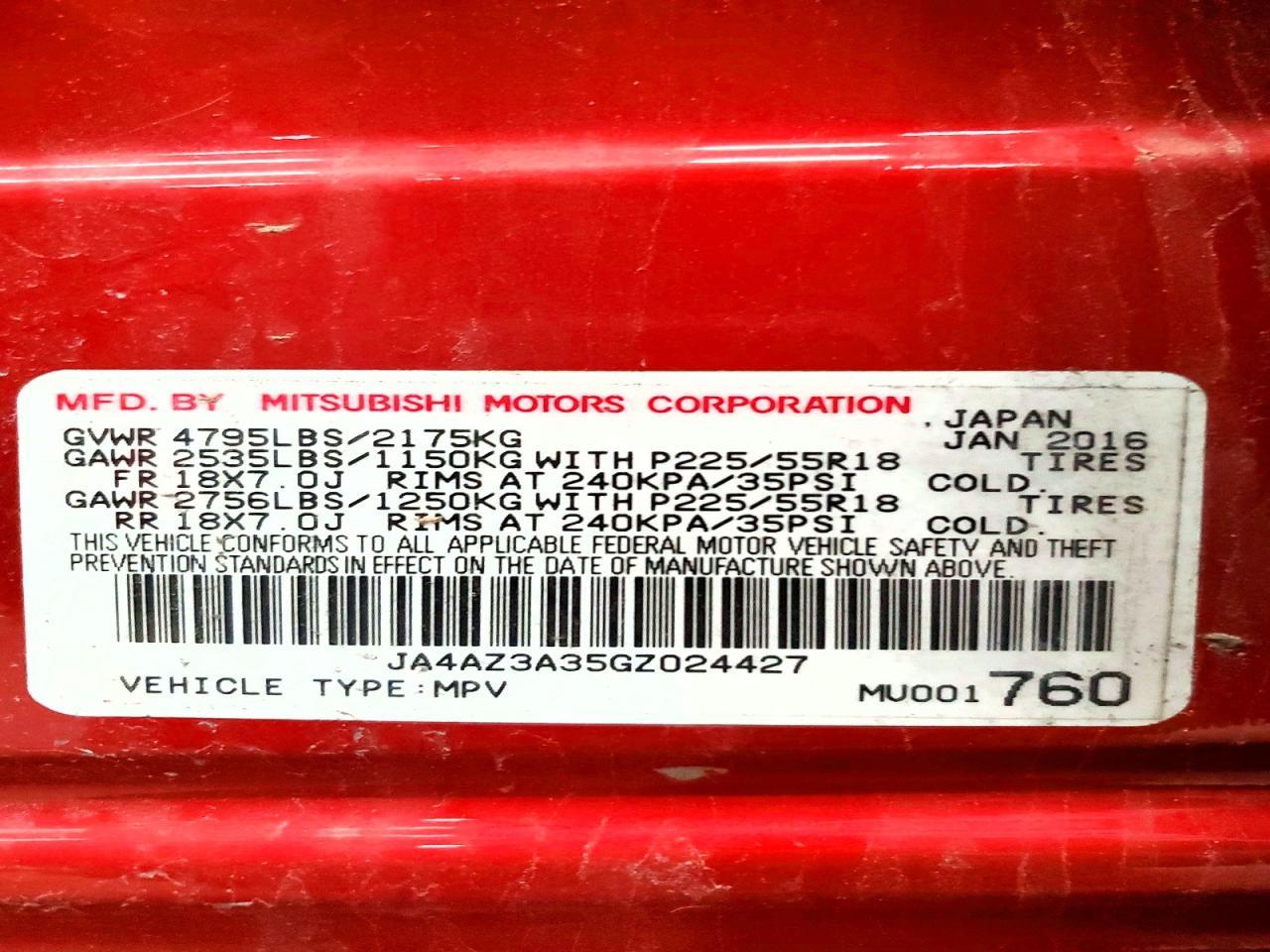 2016 MITSUBISHI outlander