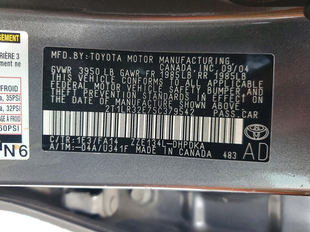 2005 TOYOTA COROLLA