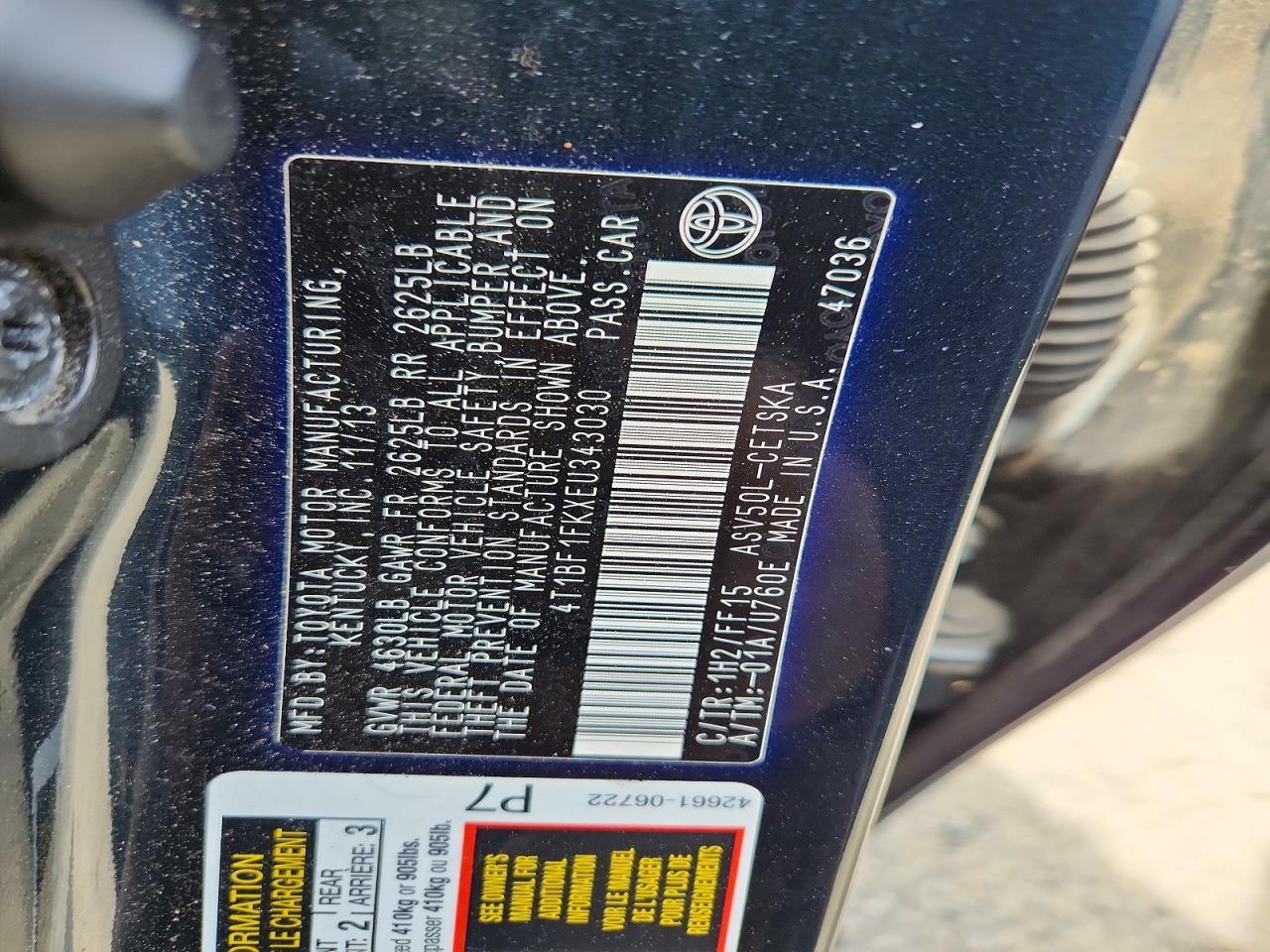 2014 TOYOTA CAMRY