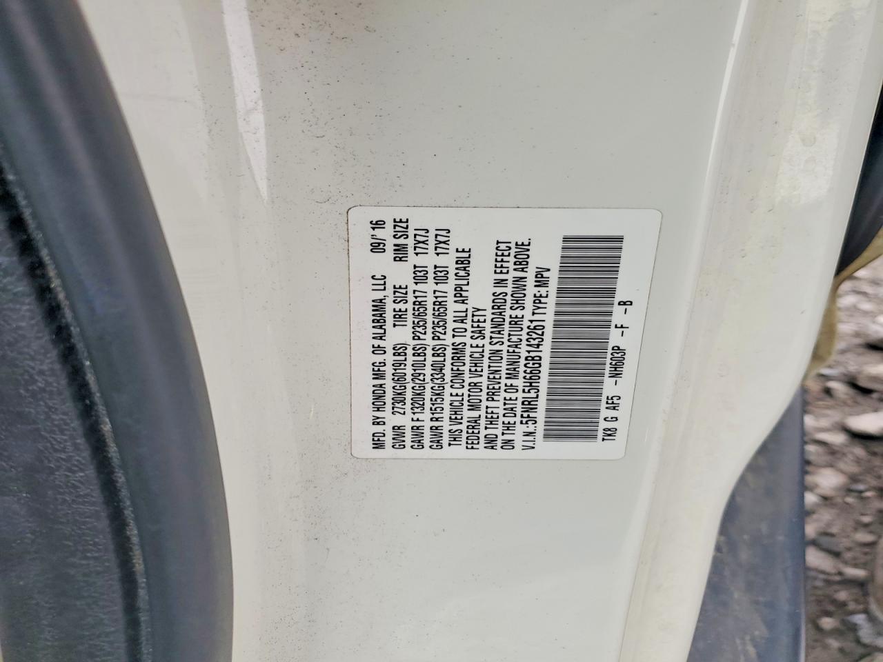 2016 HONDA ODYSSEY