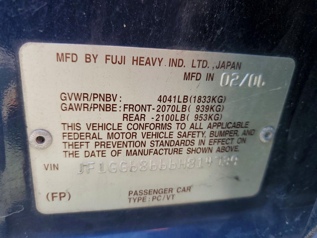 2006 SUBARU IMPREZA