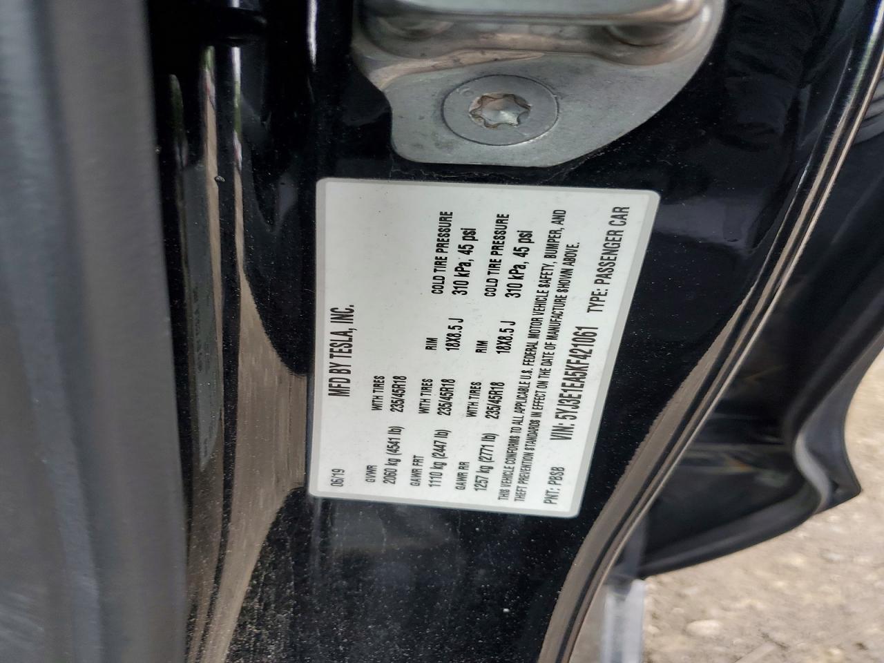 2019 TESLA MODEL 3