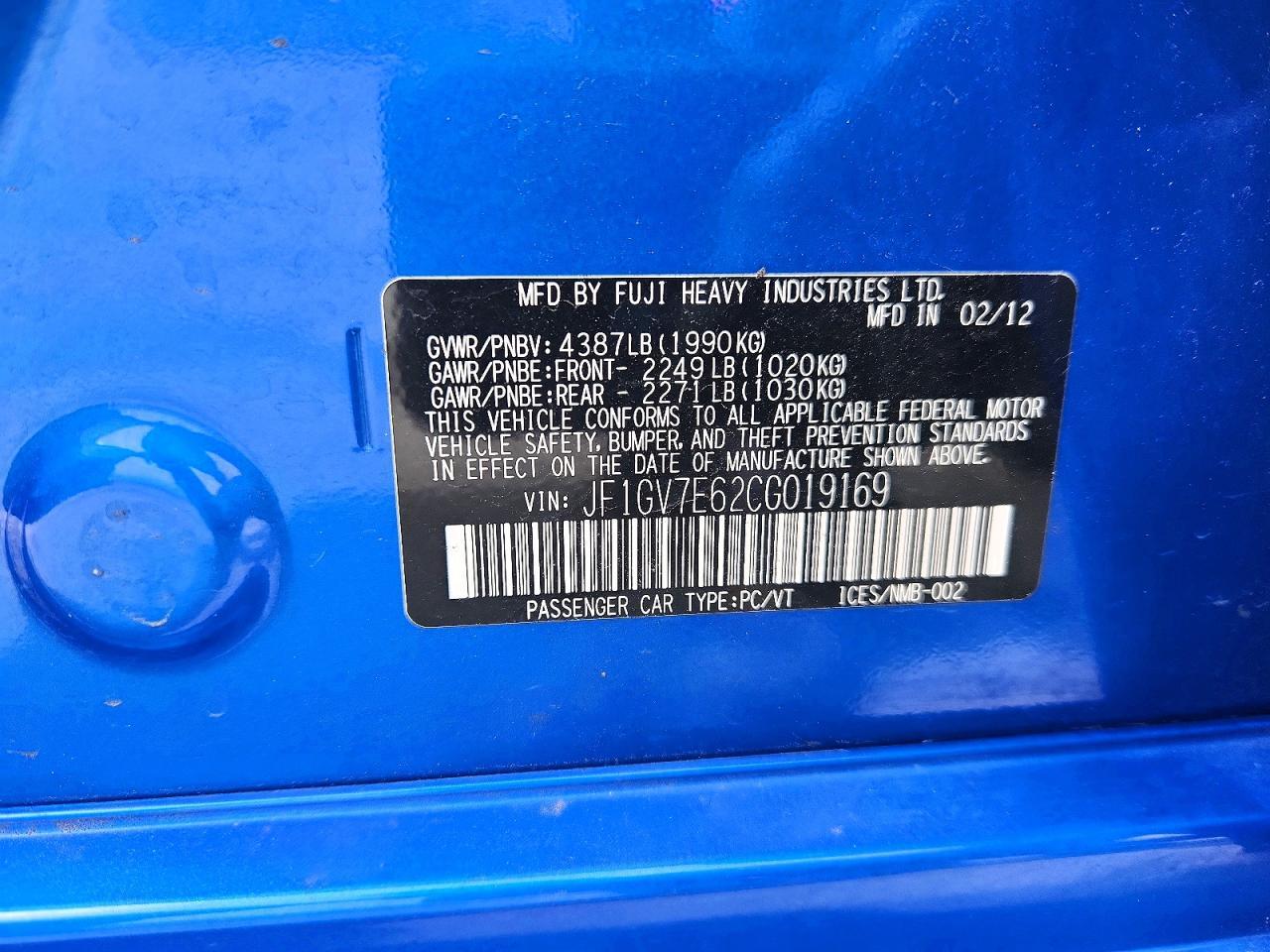 2012 SUBARU IMPREZA