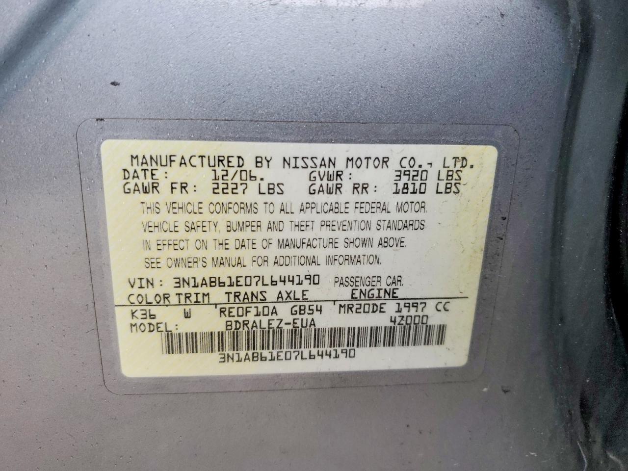 2007 NISSAN SENTRA
