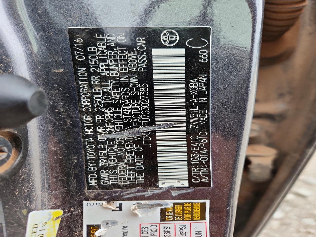 2016 TOYOTA PRIUS