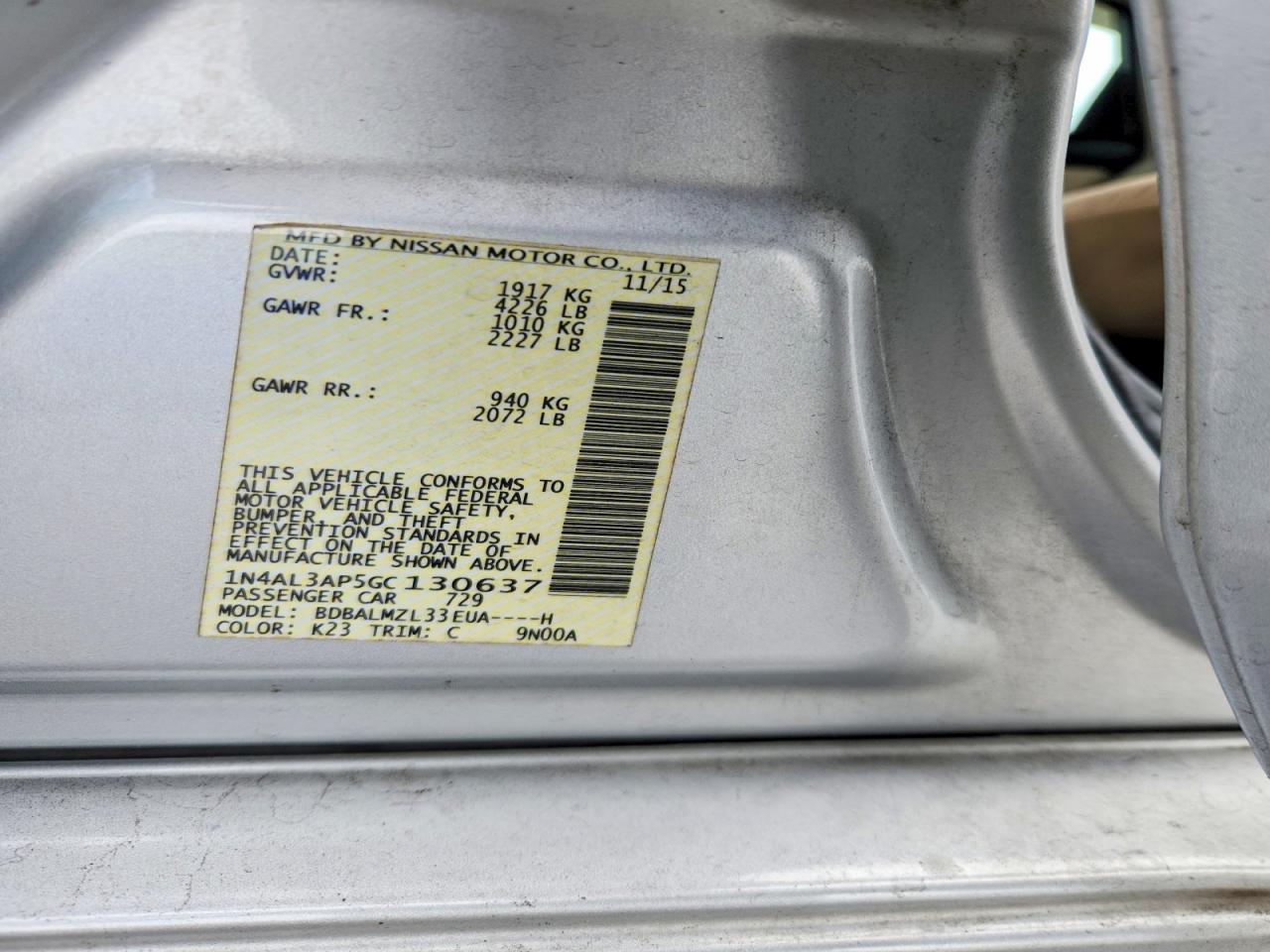 2016 NISSAN ALTIMA