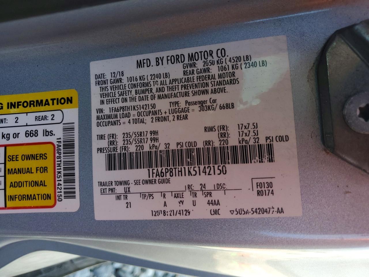 2019 FORD MUSTANG