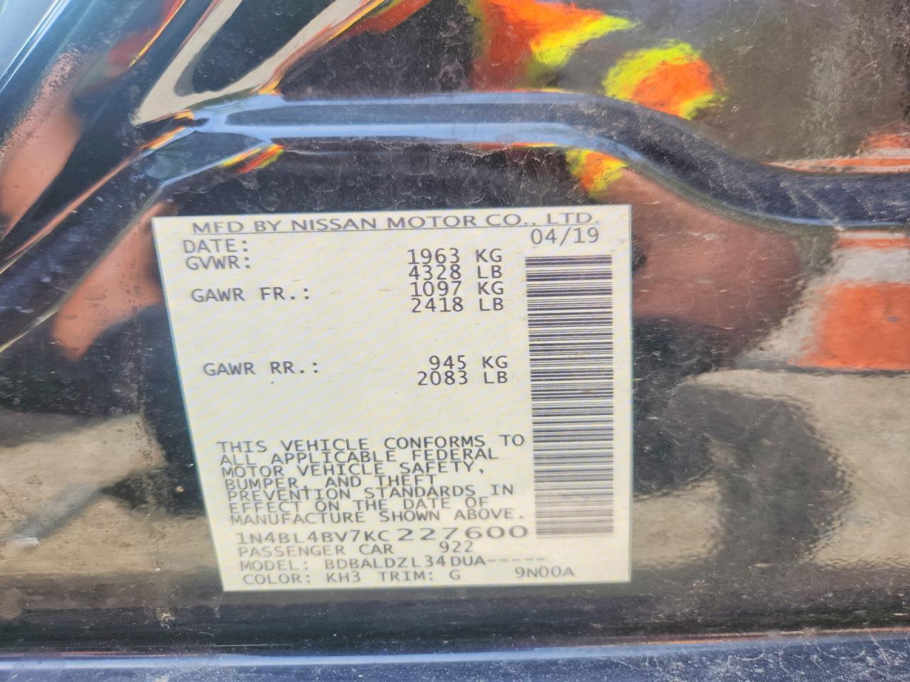2019 NISSAN ALTIMA