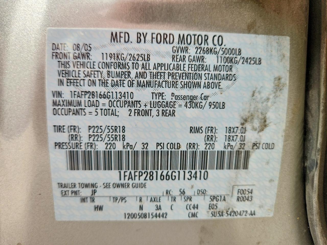 2006 FORD Five Hundred