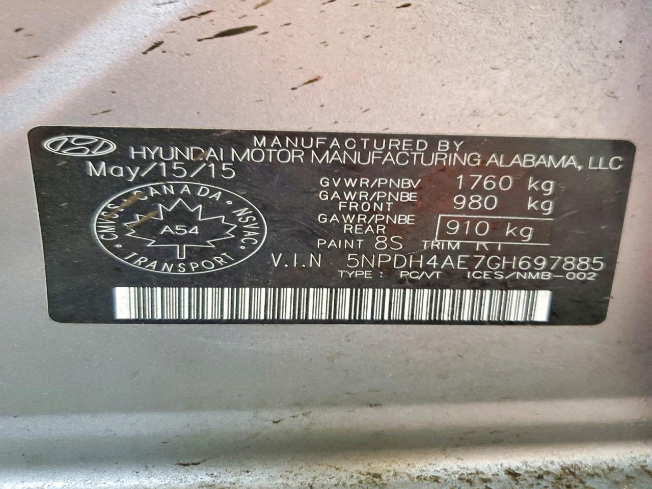 2016 HYUNDAI ELANTRA