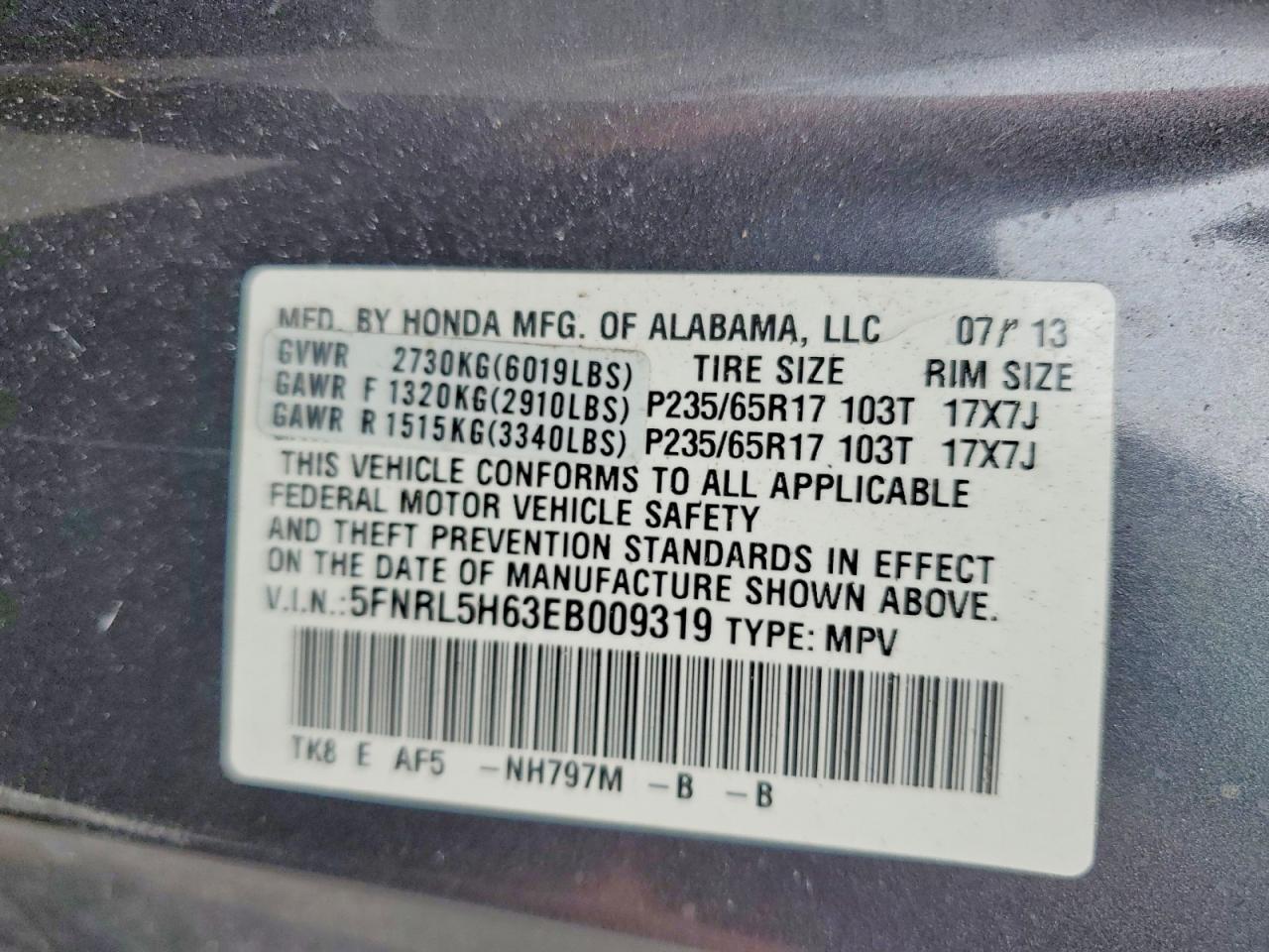 2014 HONDA ODYSSEY