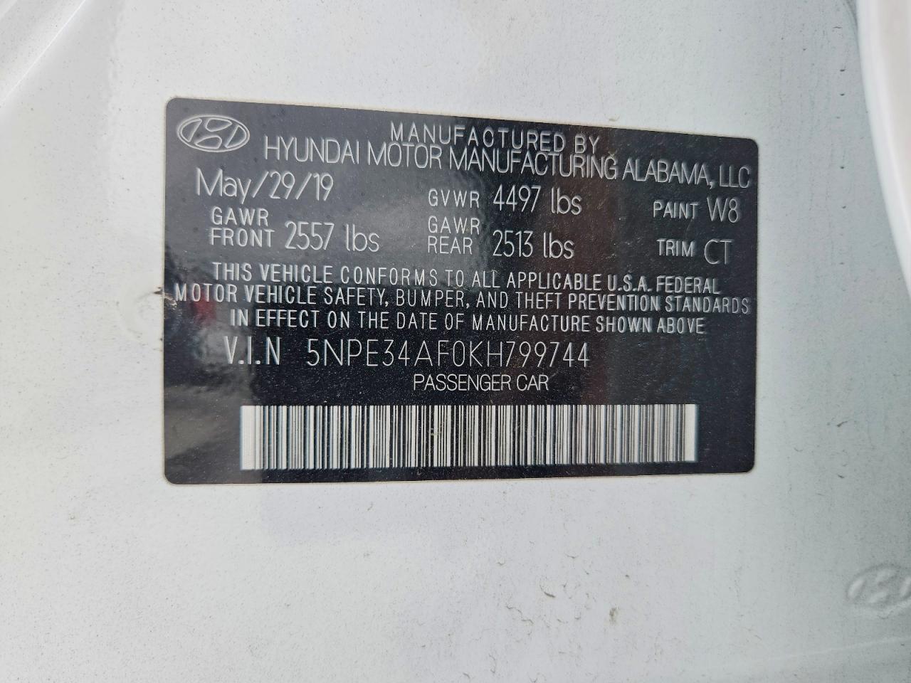 2019 HYUNDAI SONATA