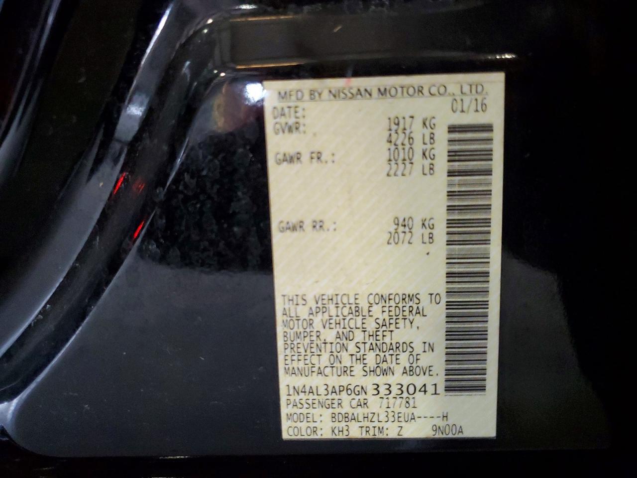 2016 NISSAN ALTIMA