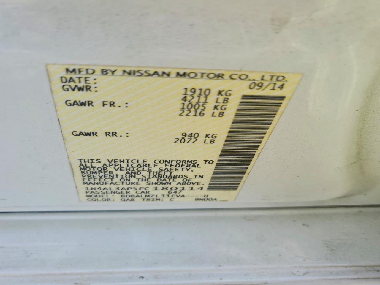 2015 NISSAN ALTIMA