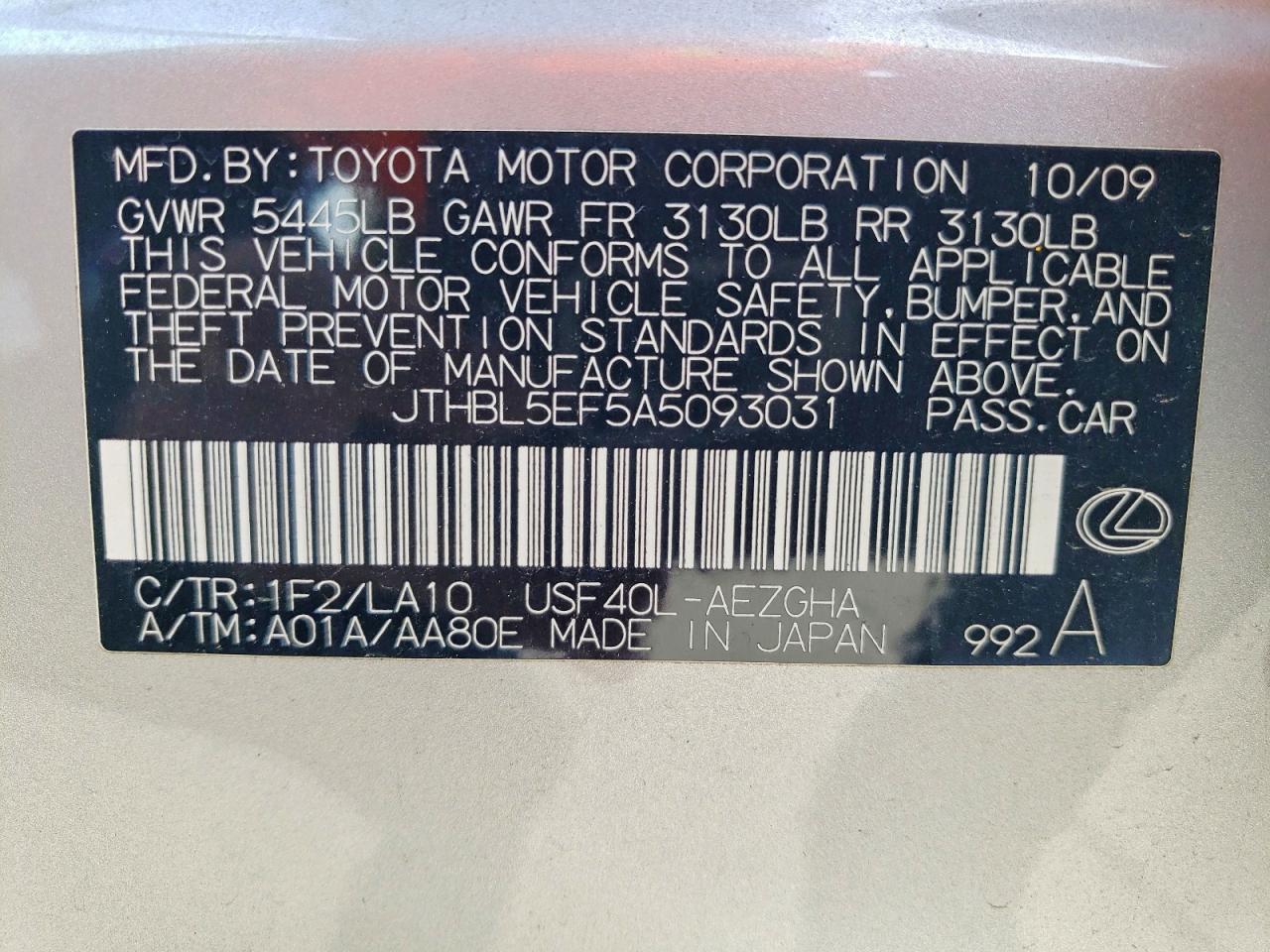 2010 LEXUS LS 460
