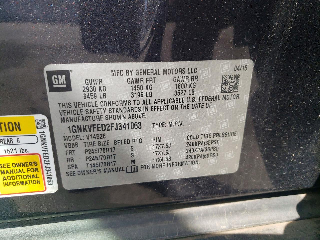 2015 CHEVROLET TRAVERSE