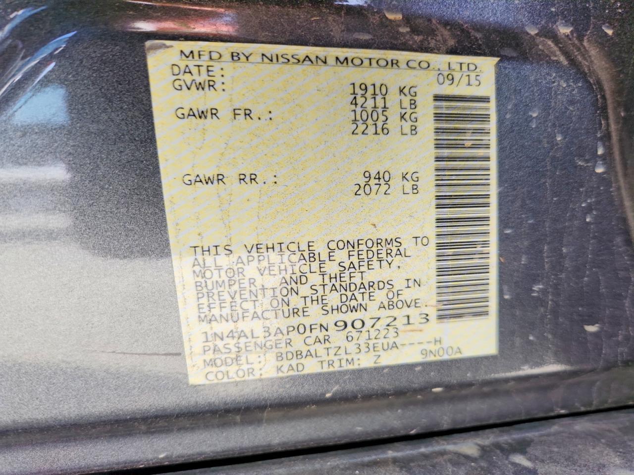 2015 NISSAN ALTIMA