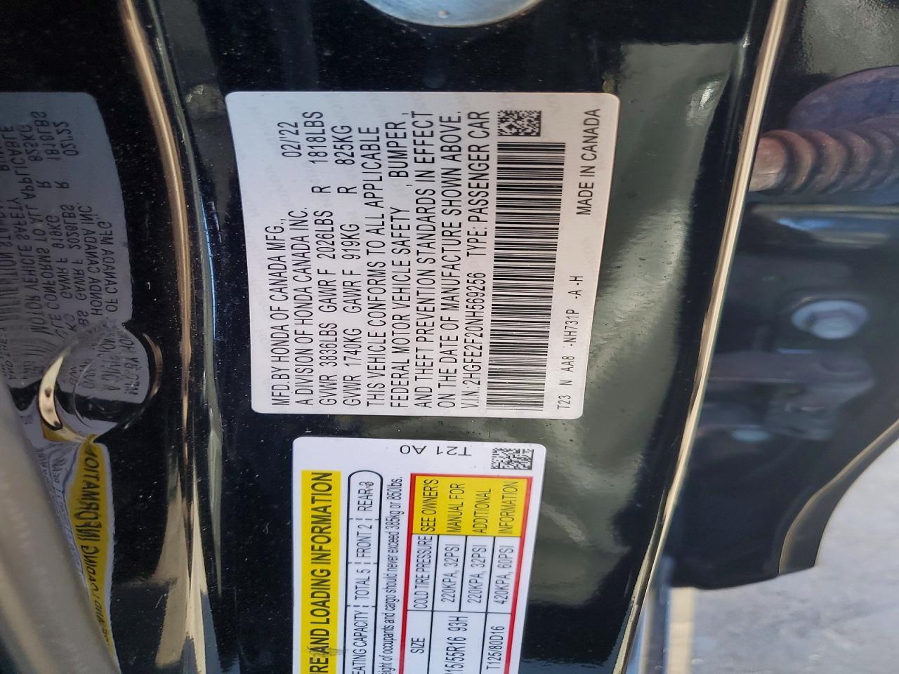 2022 HONDA CIVIC