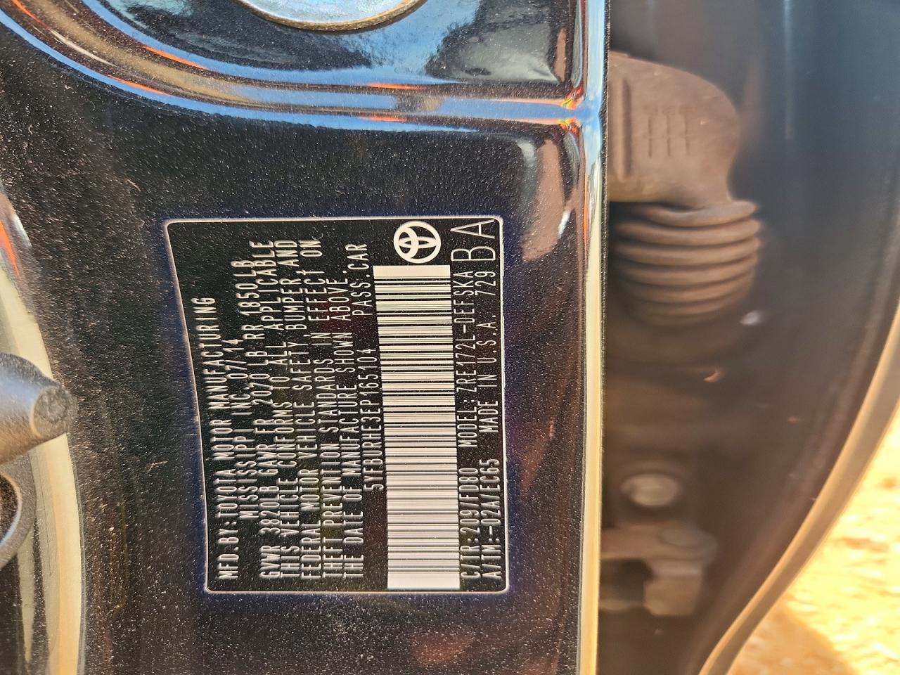 2014 TOYOTA COROLLA