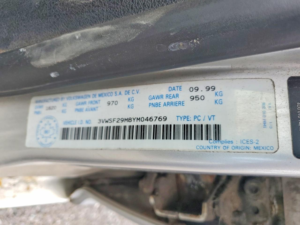 2000 VOLKSWAGEN JETTA