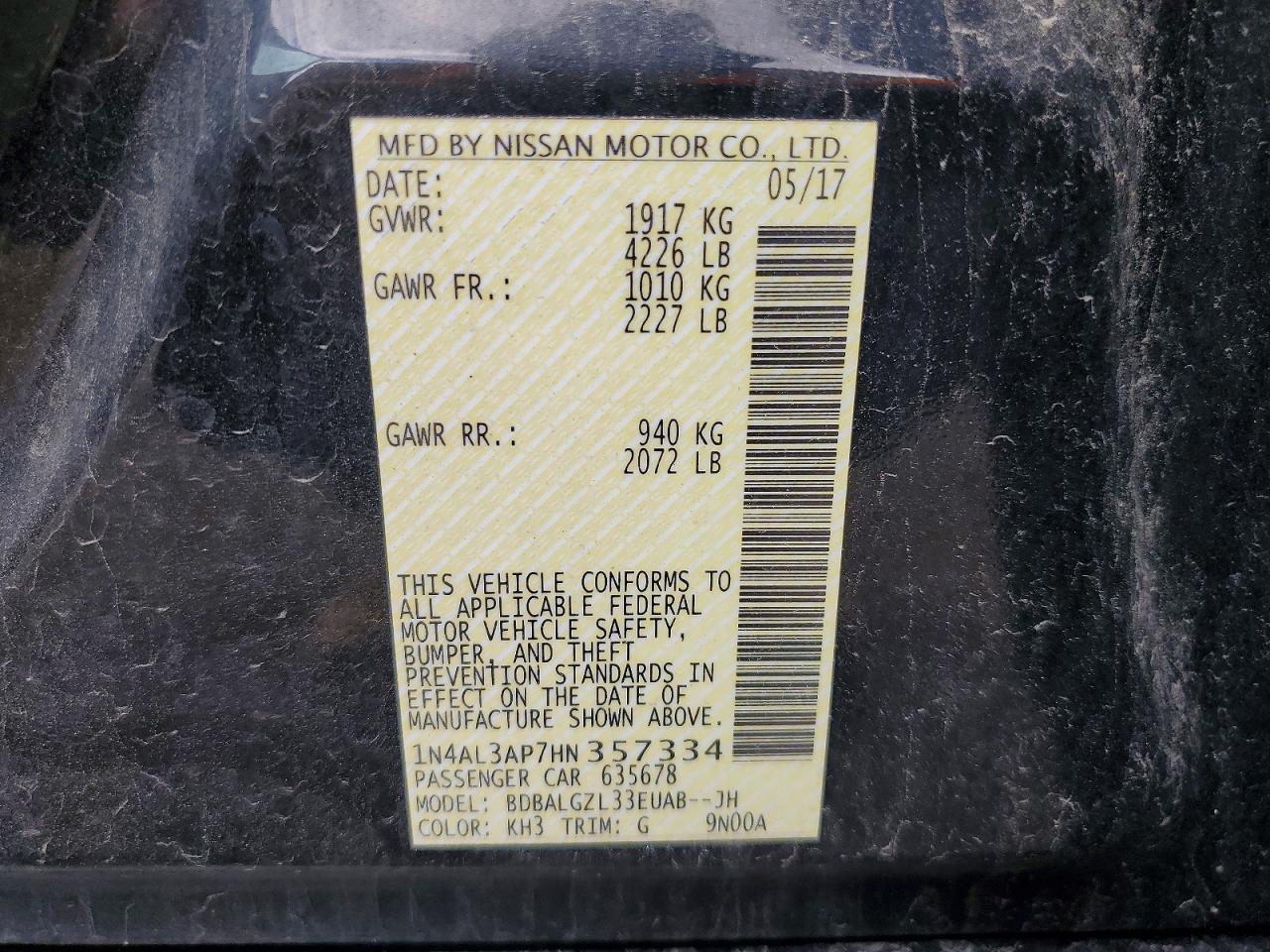 2017 NISSAN ALTIMA