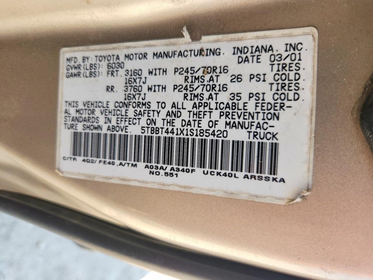 2001 TOYOTA TUNDRA