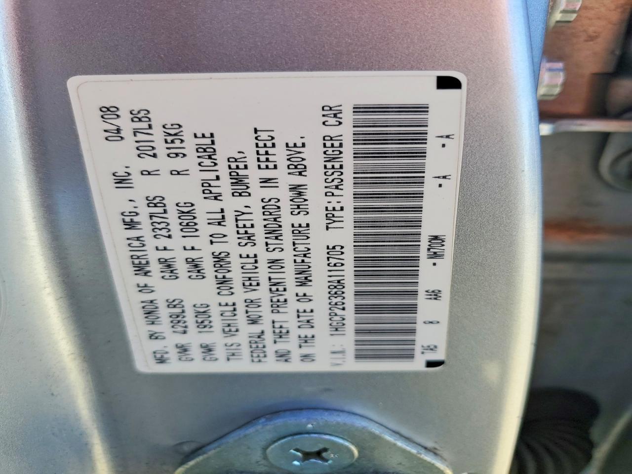 2008 HONDA ACCORD