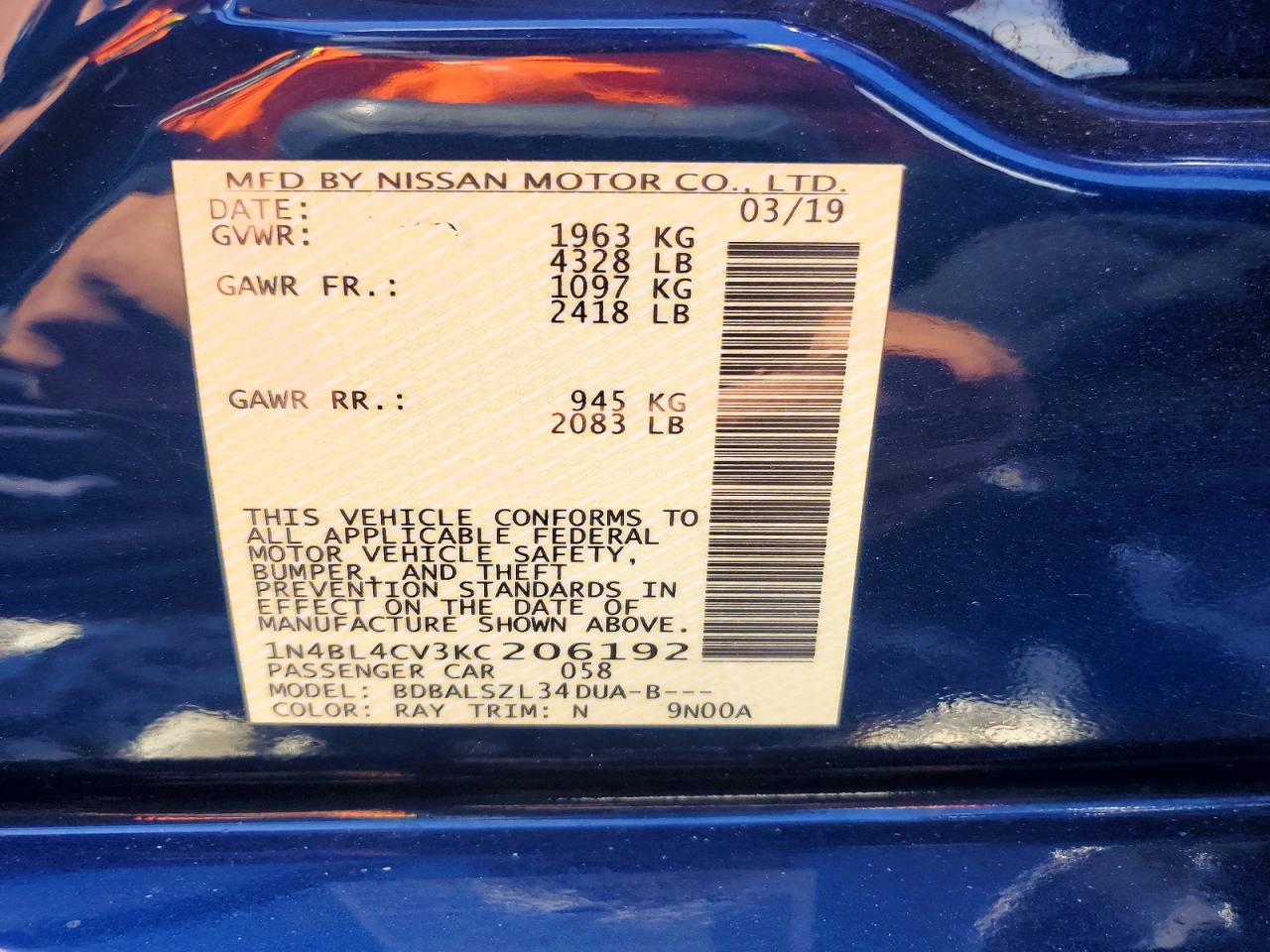2019 NISSAN ALTIMA