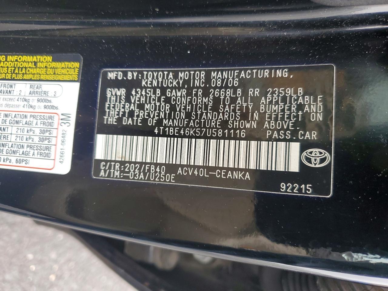 2007 TOYOTA CAMRY