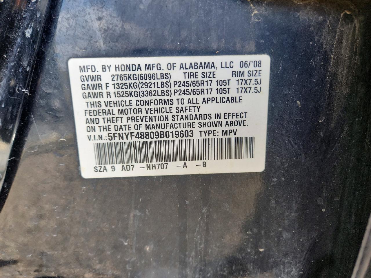 2009 HONDA PILOT