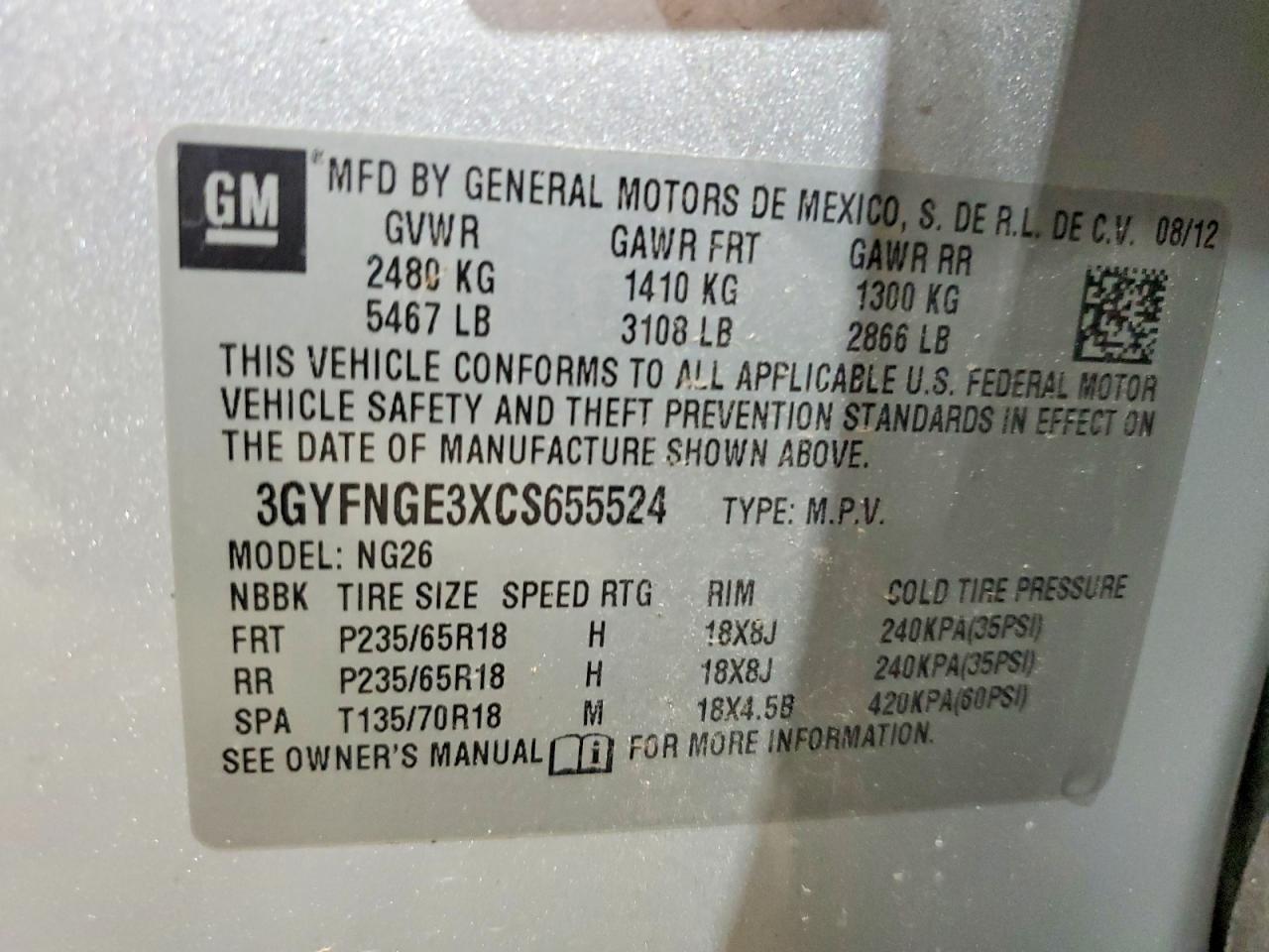 2012 CADILLAC SRX