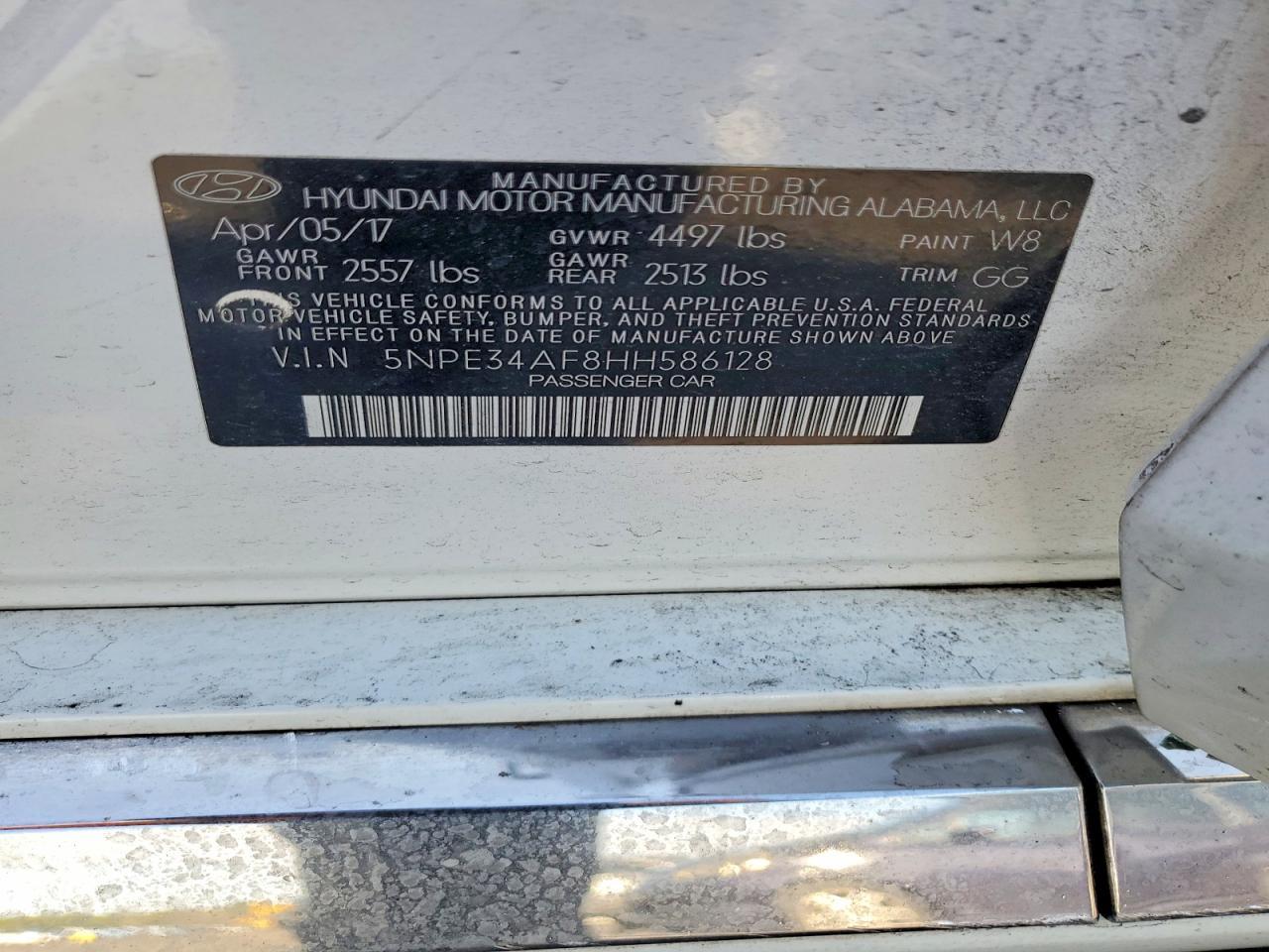 2017 HYUNDAI SONATA