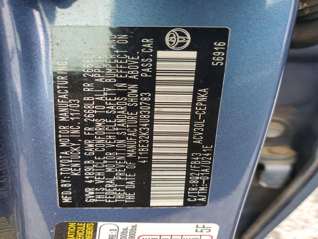2004 TOYOTA CAMRY