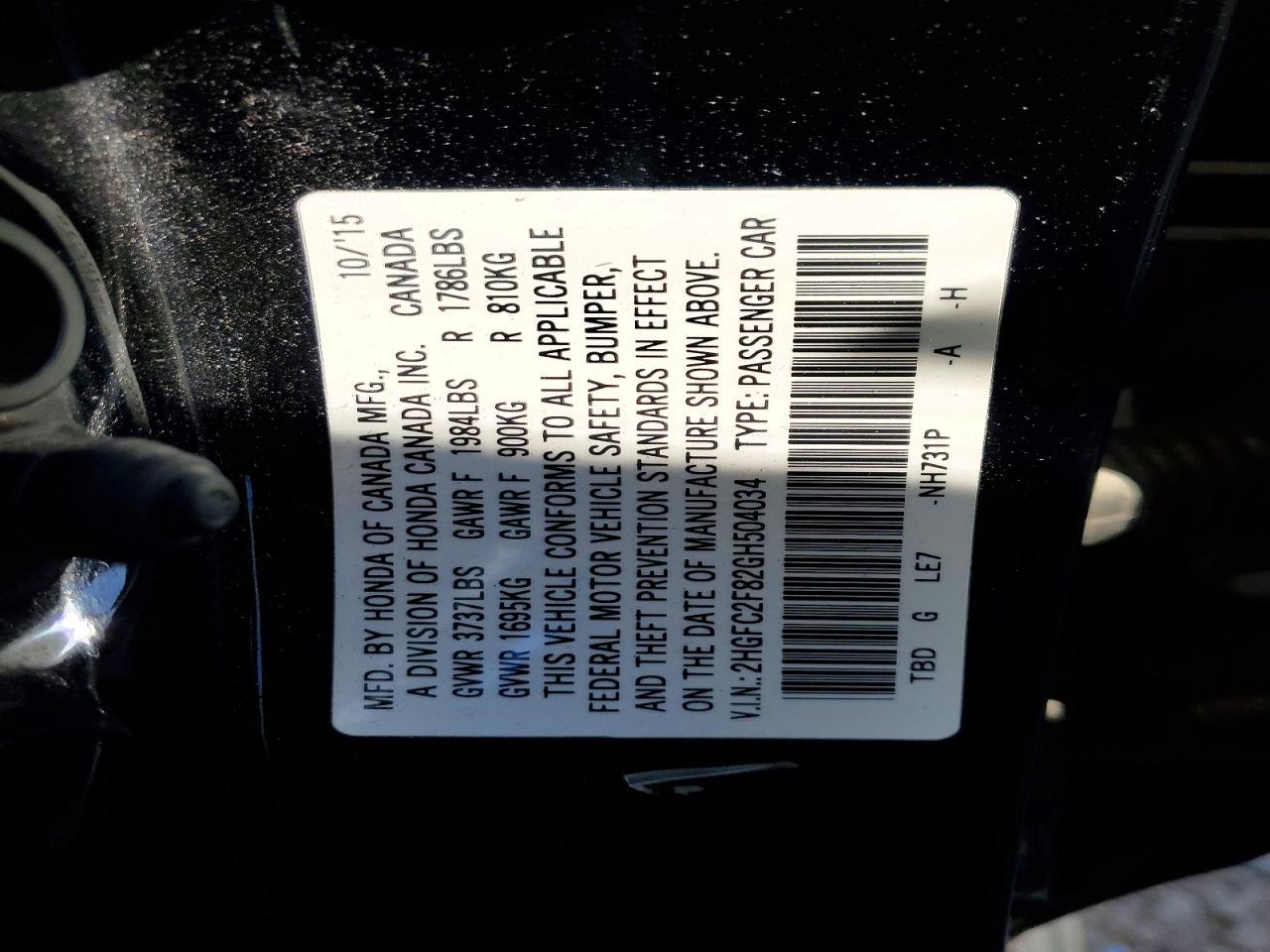 2016 HONDA CIVIC