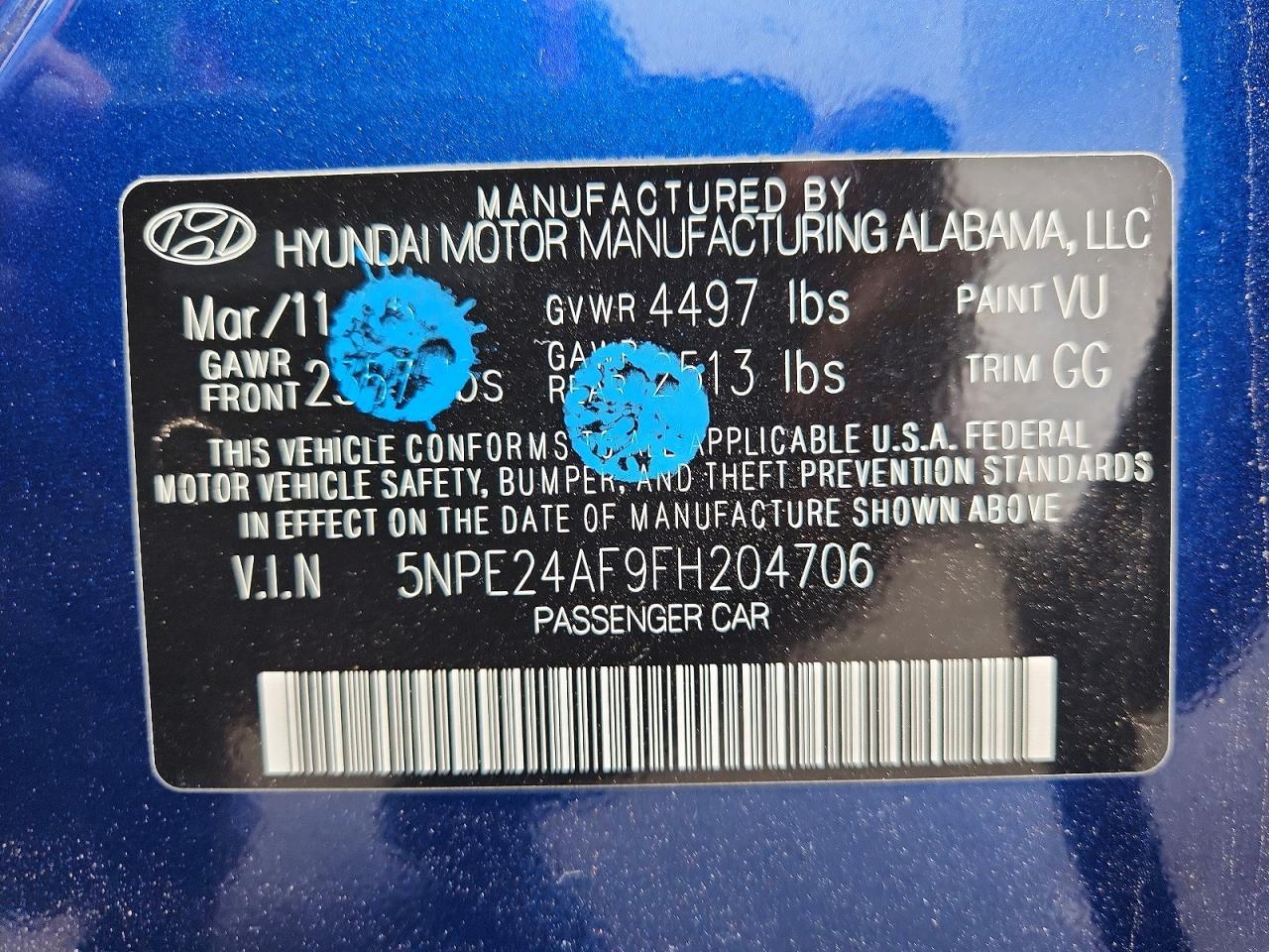 2015 HYUNDAI SONATA