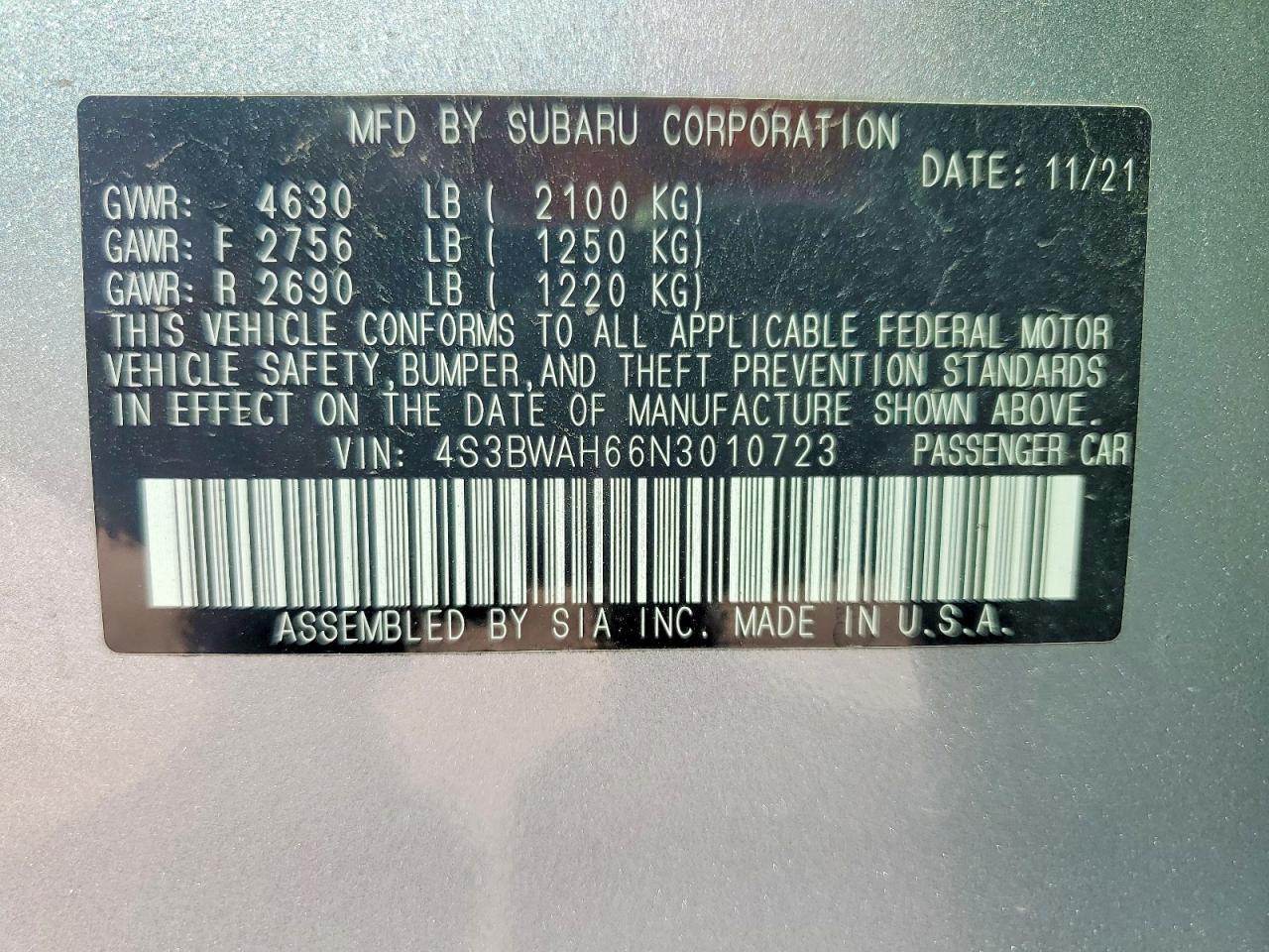 2022 SUBARU Legacy
