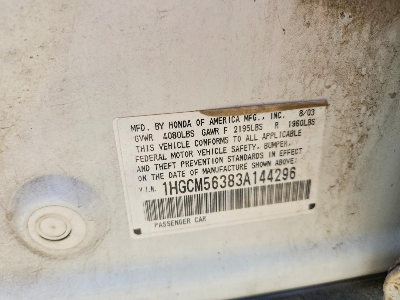 2003 HONDA ACCORD
