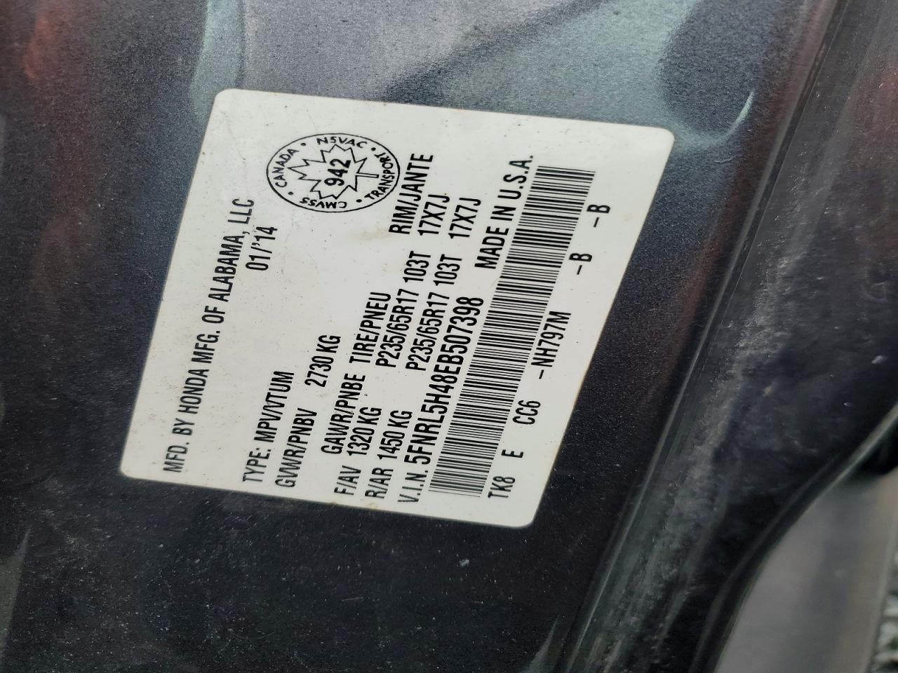 2014 HONDA ODYSSEY