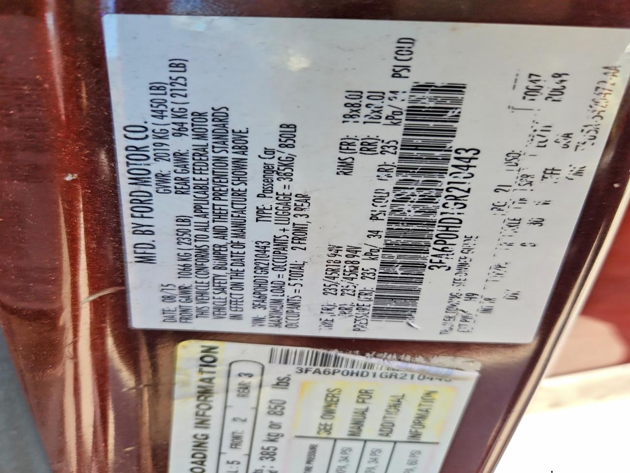 2016 FORD FUSION