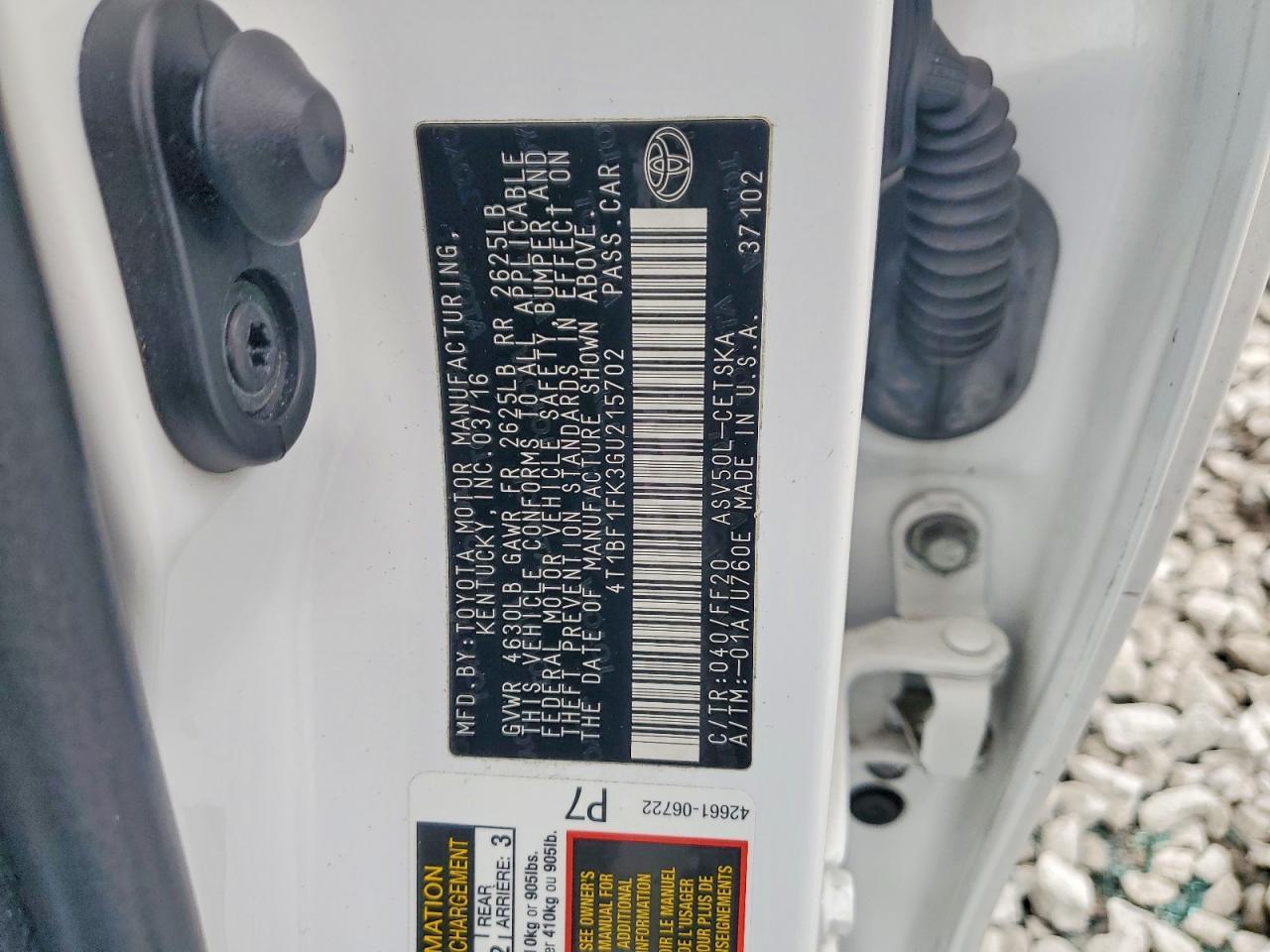 2016 TOYOTA CAMRY