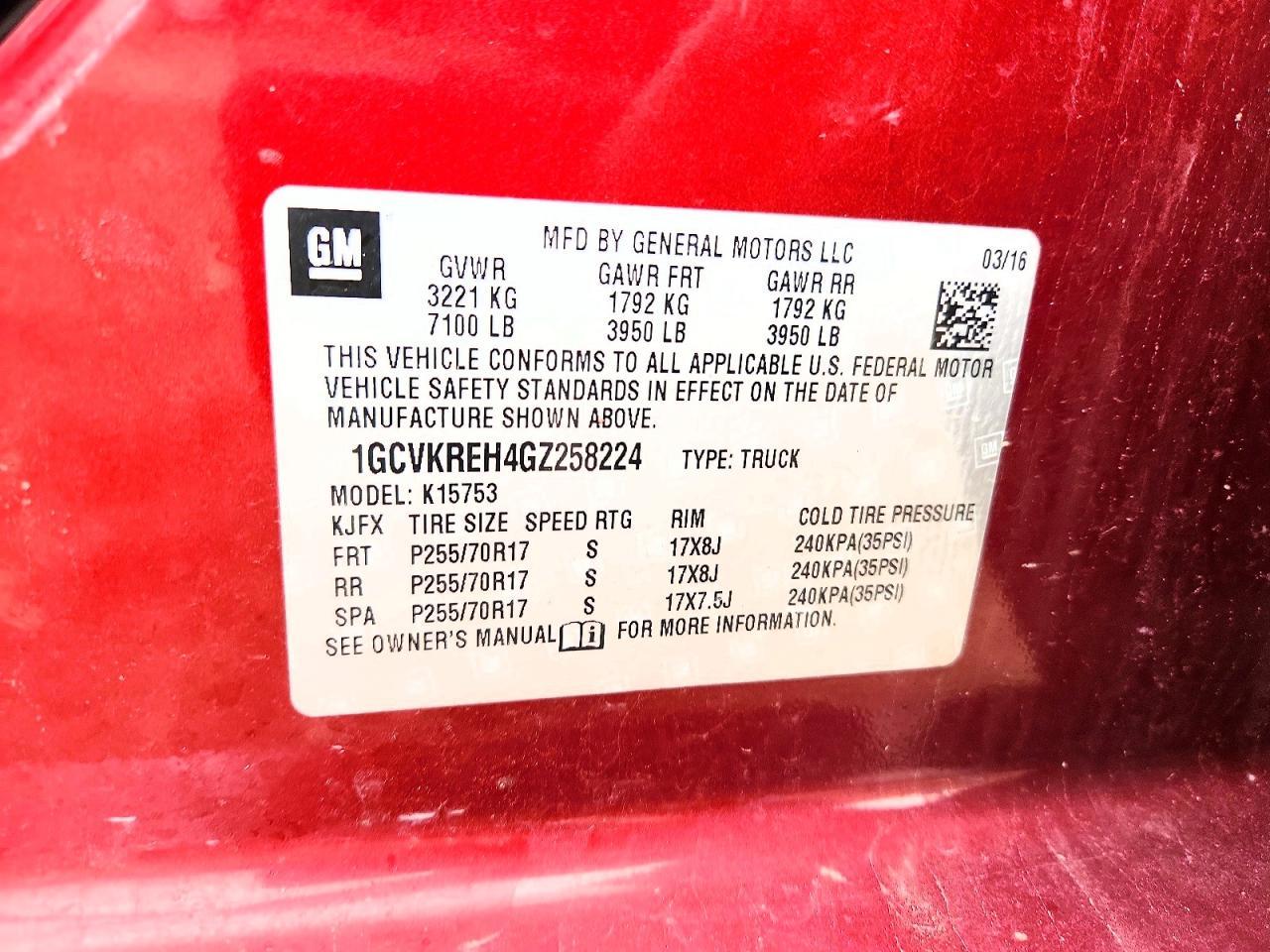 2016 CHEVROLET SILVERADO 1500