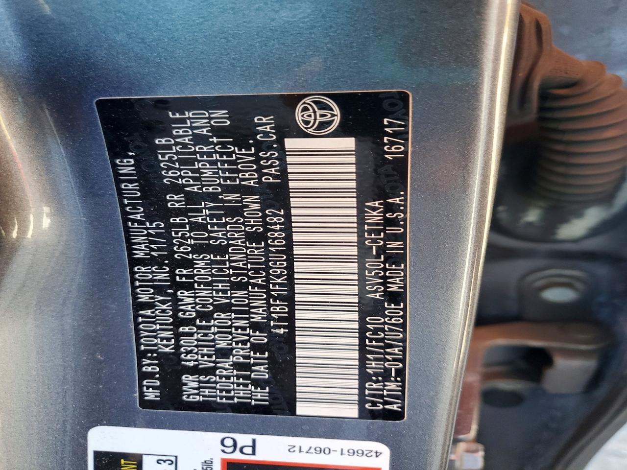 2016 TOYOTA CAMRY