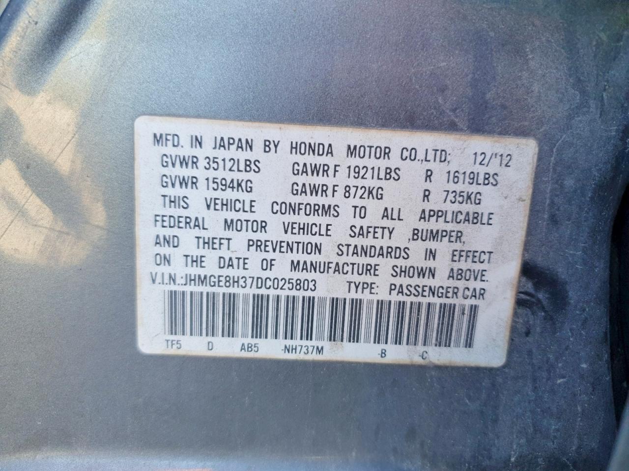 2013 HONDA FIT