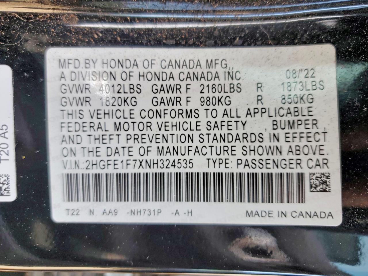 2022 HONDA CIVIC