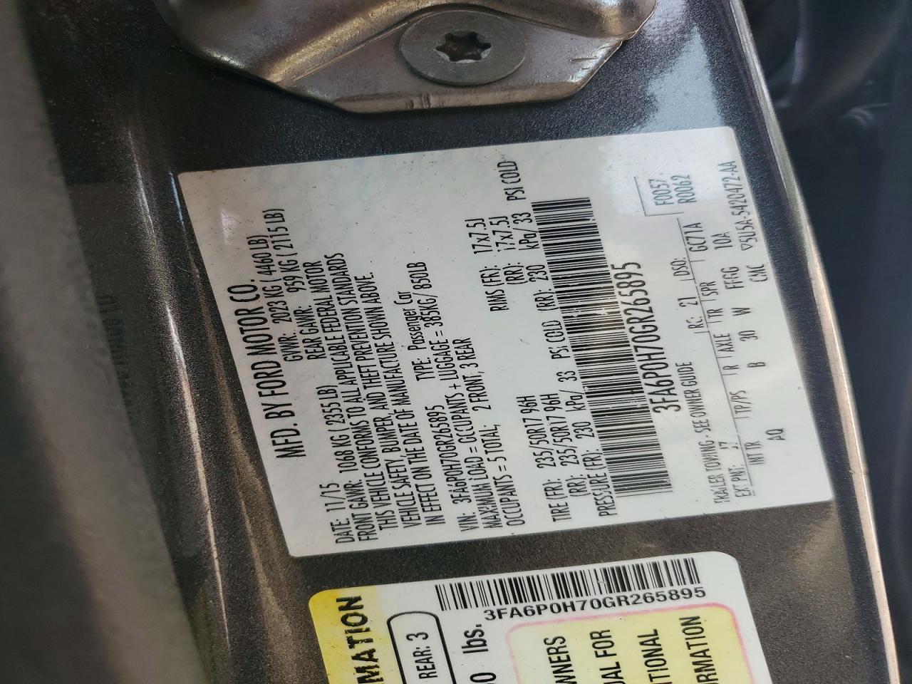2016 FORD FUSION