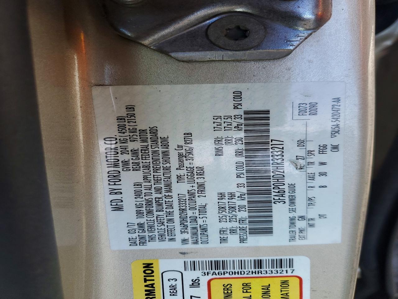 2017 FORD FUSION